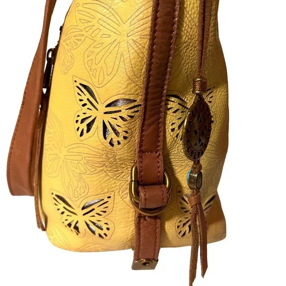 Vintage THE SAK COLLECTIVE Yellow Leather Hobo Shoulder Bag - Picture 8 of 16